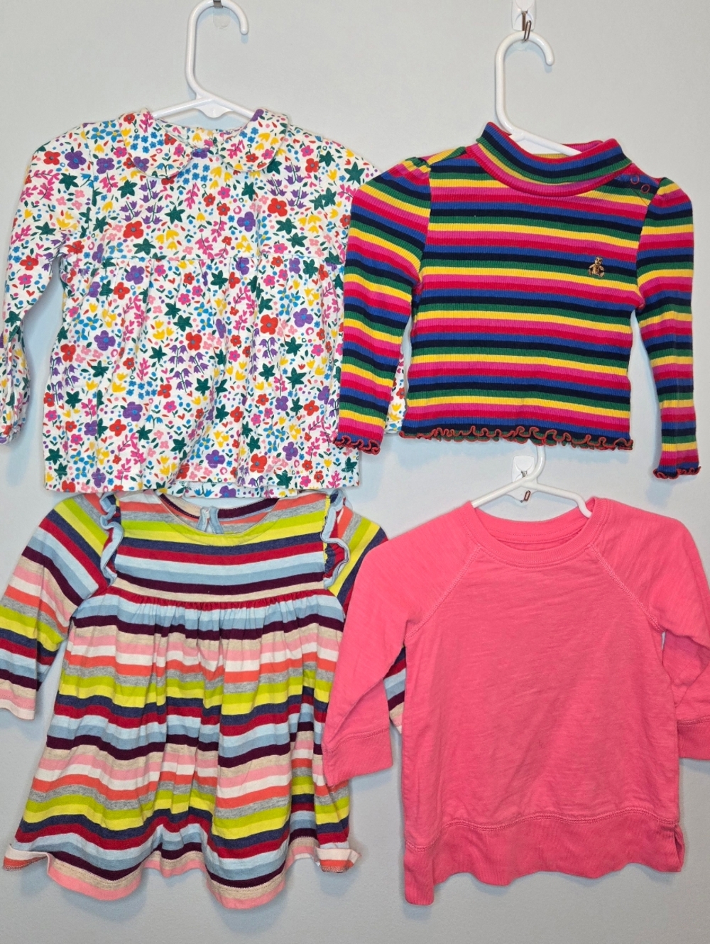 Baby Girl Winter Colorful/Rainbow Longsleeve Shirt Bundle 6-12m